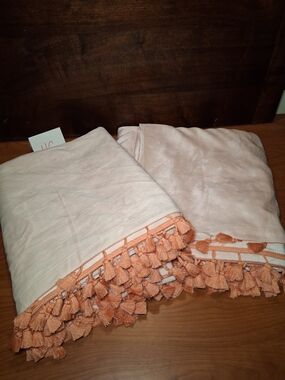 Opalhouse Velvet Velour Pink Peach Tassel Trim Curtains Lot Of 2 Panels 82x53